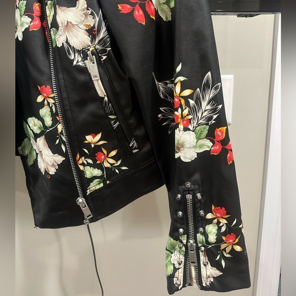 Floral Faux Leather Studded Jacket - Picture 3 of 6